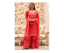 Buy Red Sharara Suit in Mirraw at 70% off