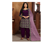 Get Purple Punjabi Suit Design at 70% off - Mirraw