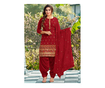 Get Red Punjabi Suit Design For Women - Mirraw