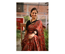 Badam Boota: Ajrakh Modal Silk Saree