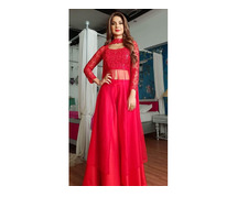 Buy Red Plazo Suit Design Online - Ethnic Wear