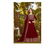 Get this Maroon Anarkali Dress - Mirraw