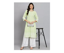 Elevate Your Style with Green Chikankari Kurtis for Women - Umiko India