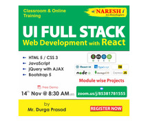 Free Demo On UI Full Stack Web with React JS - Naresh IT