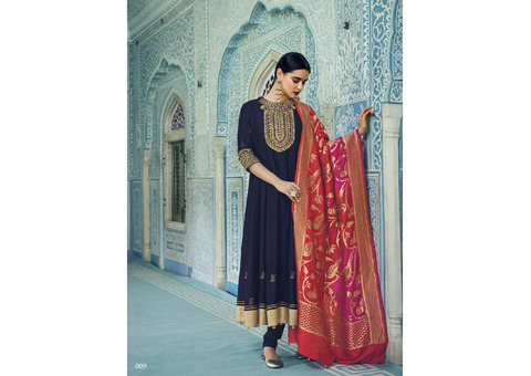 Buy Now: Divine Drapes - Chanderi Silk Kalidaar & Pure Munga Tussar Dupatta