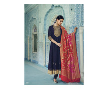 Buy Now: Divine Drapes - Chanderi Silk Kalidaar & Pure Munga Tussar Dupatta
