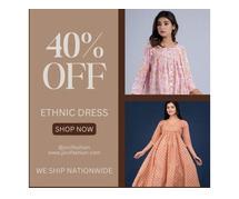 There is a 40% discount on Indian women's ethnic wear at JOVI Fashion for the end of the year sale