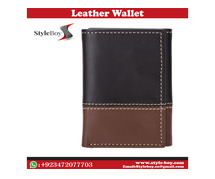 Men's Leather Trifold Wallet with ID Window.