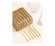 6Pcs Gold Ankle Bracelets for Women, 14K Gold Anklets for Teen Girls.