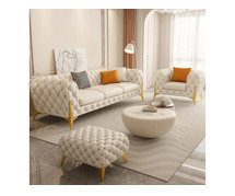 Buy Damask Modern White Fabric Sofa Set upto 60%off