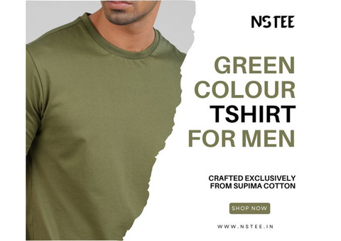 Green colour tshirt for men