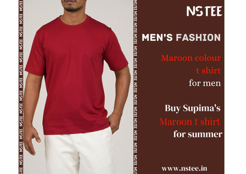 maroon colour T-shirt for men