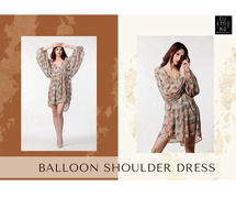 Trendy Balloon Shoulder Dress Online by The Cutting Story
