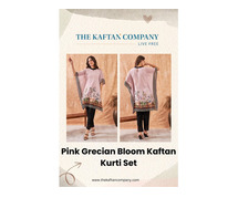 Buy Pink Grecian Bloom Kaftan Kurti Set – The Kaftan Company