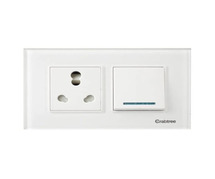 Havells Murano 4-M Glass Combination Plate in Arctic White | Havells Switches