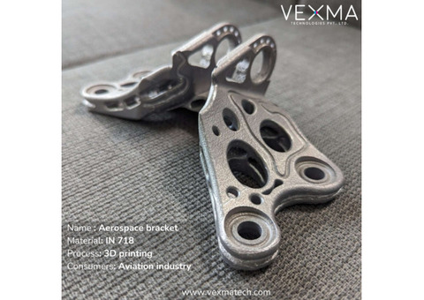 This Aerospace Bracket is expertly crafted from IN 718 using advanced metal 3D printing technology.