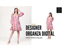 Designer Organza Digital Print Dress Online - The Cutting Story