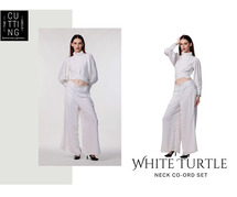 Buy White Turtle Neck Co-ord Set Online - The Cutting Story