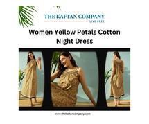 Women Yellow Petals Cotton Night Dress – The Kaftan Company