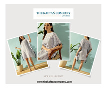 Women Knee Length Cotton Kaftan Coverup with Tassel Lace