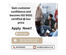 Gain customer confidence and become iso 9001 certified @ low price