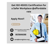 Get  ISO 45001 Certification for a Safer Workplace @affordable rate