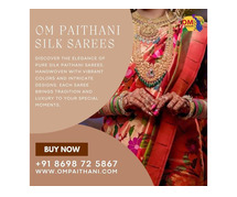 Which brand specializes in handmade silk paithani sarees for weddings?