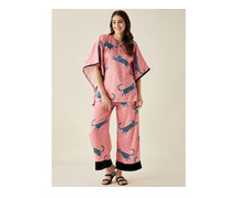 Stylish Kaftan Night Suit for Women | Kaftan Pyjama Set for Comfort & Elegance