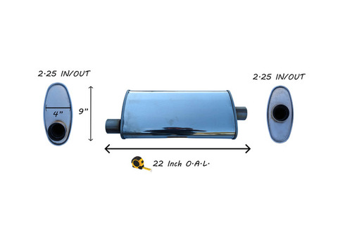 Universal Muffler – Deep Tone, Stainless Steel, Fits Most Vehicles