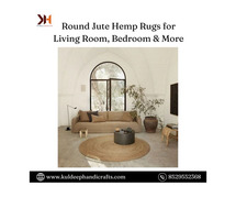 Round Jute Hemp Rugs for Living Room, Bedroom & More