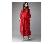 Myntra - Anouk Women Red Printed A-Line Kurta