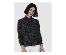 Myntra - Vero Moda Women Black Regular Fit Printed Casual Shirt