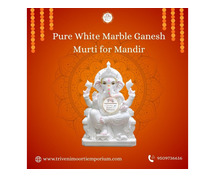 Pure White Marble Ganesh Murti for Mandir