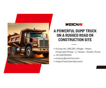 A powerful dump truck on a rugged road or construction site